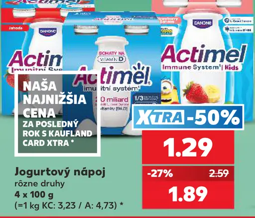 Danone Actimel jogurtový nápoj rôzne druhy