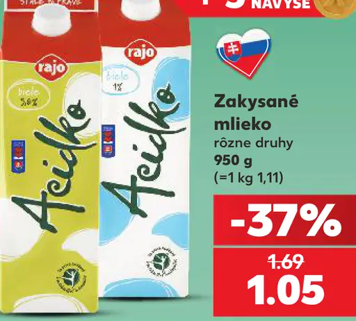Rajo Zakysané mlieko rôzne druhy