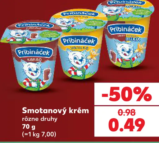Pribináček smotanový krém rôzne druhy