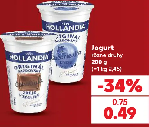 Hollandia jogurt rôzne druhy