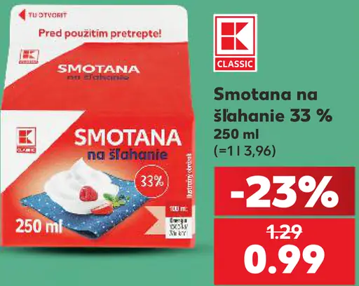 K-Classic Smotana na šľahanie 33 %