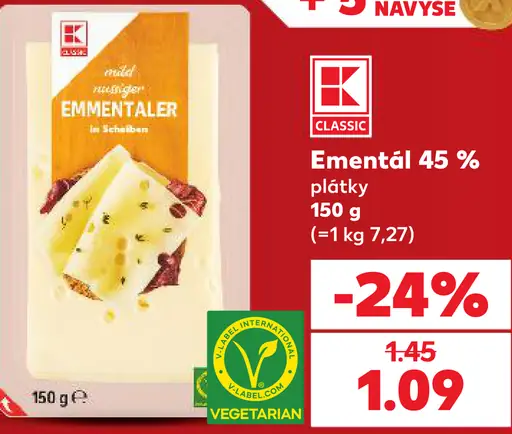 K-Classic Ementál 45 % plátky