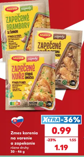 Maggi zapečené zemiaky so šunkou, zapečené kuracie mäso so syrovou omáčkou a ďalšie zmesi korenia na varenie a zapekanie