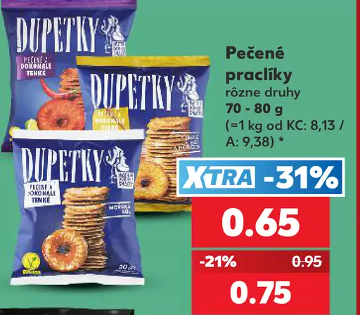 Dupetky Pečené praclíky rôzne druhy