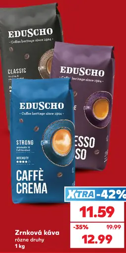 Eduscho zrnková káva, rôzne druhy: Classic, Espresso, Strong, Caffè Crema