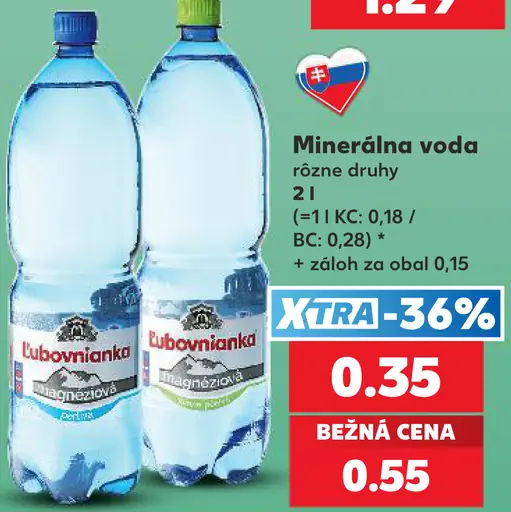 Ľubovnianka minerálna voda rôzne druhy