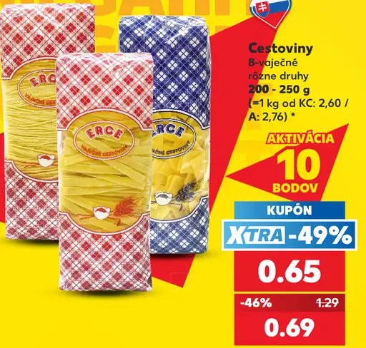 Erce 8-vaječné cestoviny rôzne druhy