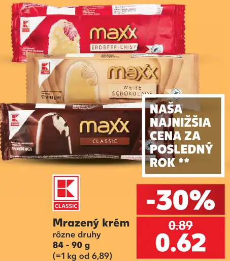 K-Classic mrazený krém rôzne druhy