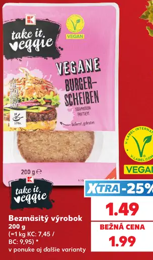 Take it veggie Bezmä­sitý výrobok vegánske burgerové plátky