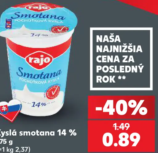 Rajo Kyslá smotana 14%