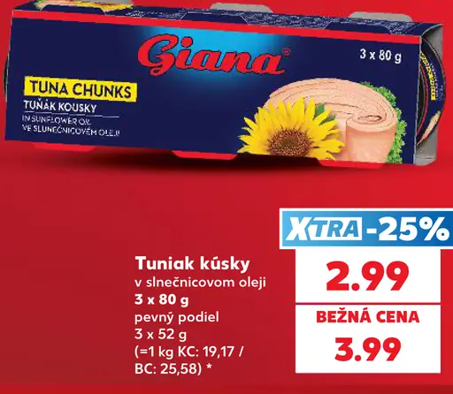 Giana tuniak kúsky v slnečnicovom oleji