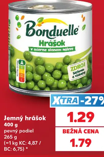 Bonduelle hrášok jemný v mierne slanom náleve