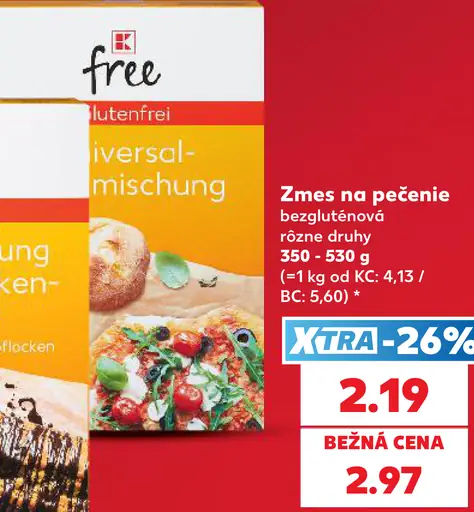 K-free bezlepková zmes na pečenie, rôzne druhy