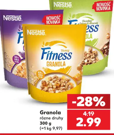Nestlé Fitness granola – rôzne druhy