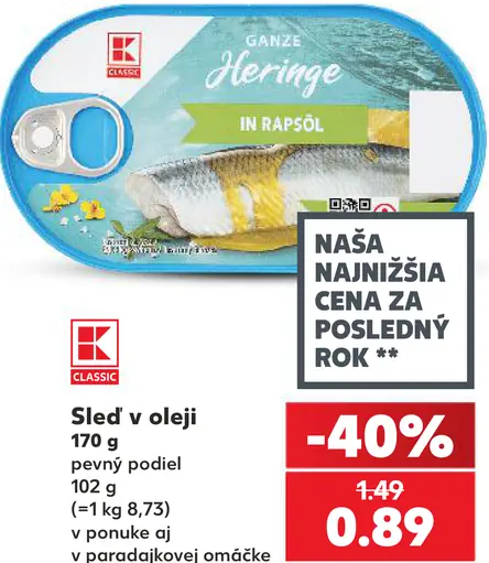 K-Classic sleď v oleji v paradajkovej omáčke