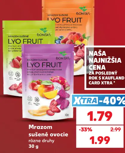 Bonitas mrazom sušené ovocie, rôzne druhy