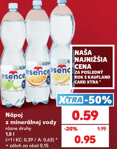 Esence nápoj z minerálnej vody rôzne druhy