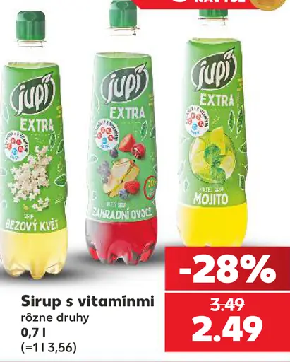 Jupí sirup s vitamínmi, rôzne druhy