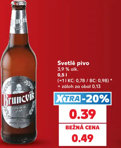 Bruncvík svetlé pivo 3,9 %