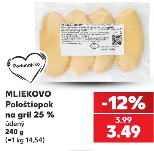 Mliekovo pološtiepok na gril, údený
