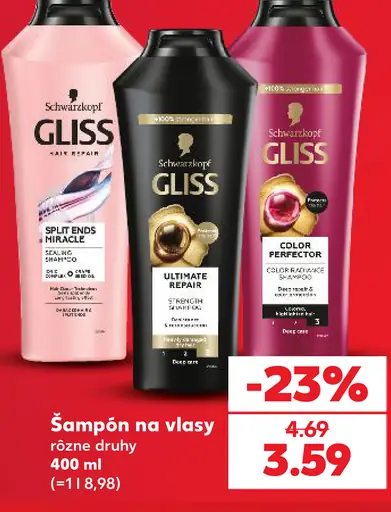 Gliss šampón na vlasy, Split Ends Miracle, Ultimate Repair a Color Perfector