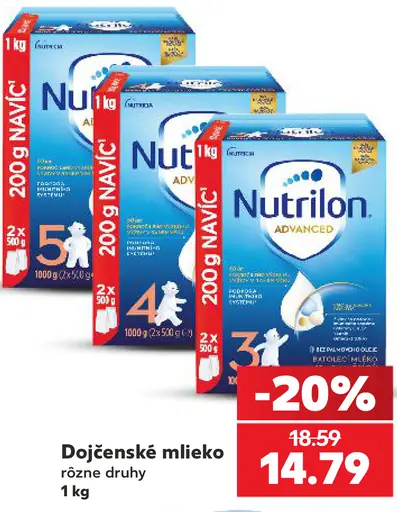Nutrilon dojčenské mlieko, varianty 1, 2 a 3