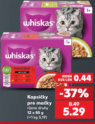 Whiskas kapsičky pre mačky 2 druhy