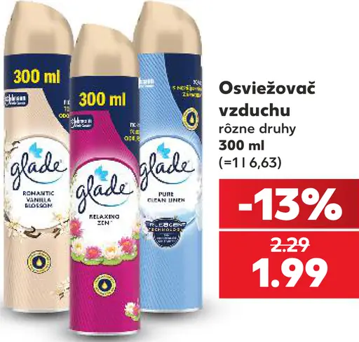 Glade osviežovač vzduchu rôzne druhy