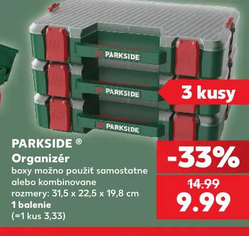 Parkside Organizér, 3 kusy