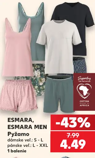 Esmara dámske a Esmara Men pánske pyžamo, dámske veľkosti S–L, pánske veľkosti L–XXL