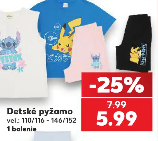 Disney Stitch a Pokémon detské pyžamá