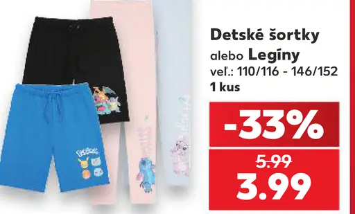Disney Stitch a Pokémon detské šortky alebo legíny