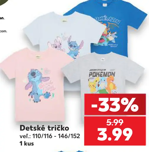 Disney Stitch a Pokémon detské tričká