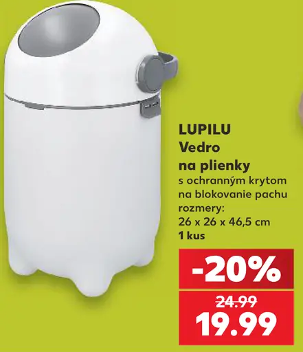 Lupilu vedro na plienky s ochranným krytom na blokovanie pachu, rozmery 26 × 26 × 46,5 cm