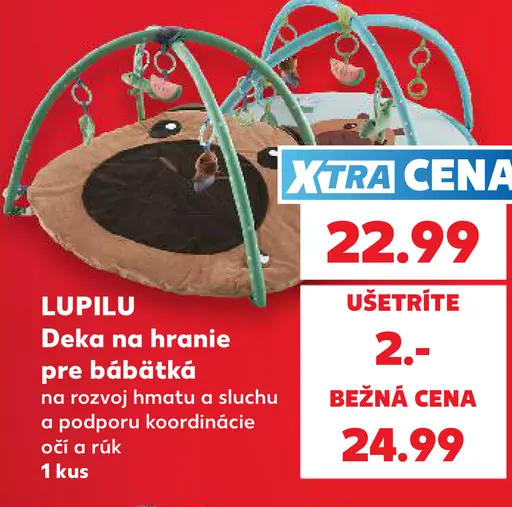 Lupilu deka na hranie pre bábätká na rozvoj hmatu a sluchu, podporu koordinácie očí a rúk