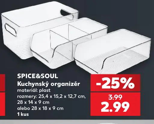 Spice&Soul kuchynský organizér, plastový, rozmery 25,4 × 15,2 × 12,7 cm alebo 28 × 14 × 9 cm alebo 28 × 18 × 9 cm