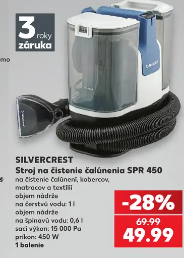 Silvercrest stroj na čistenie čalúnenia SPR 450 na čistenie čalúnení, kobercov, matracov a textílií; nádrž na čerstvú vodu 1 l,…