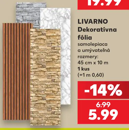 Livarno dekoratívna fólia, samolepiaca a umývateľná
