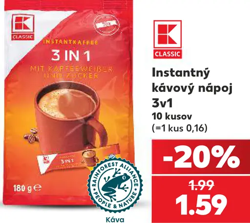 K-Classic instantný kávový nápoj 3v1
