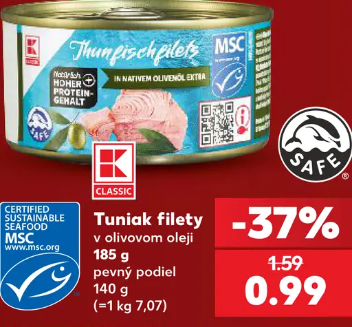 K-Classic tuniak filety v olivovom oleji konzerva
