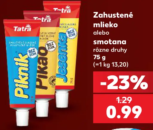 Tatra Piknik zahustené mlieko alebo smotana rôzne druhy
