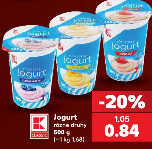 K-Classic jogurt rôzne druhy