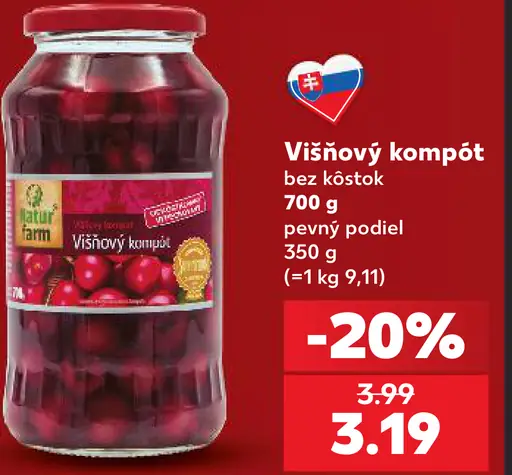 Natur Farm višňový kompót bez kôstok