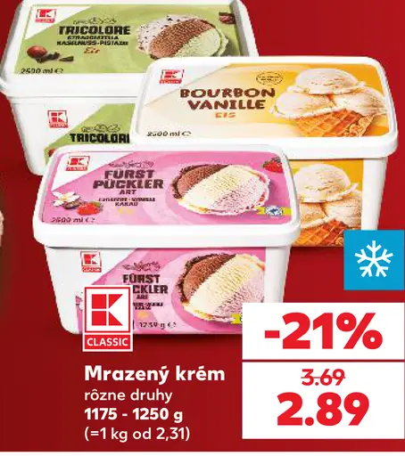 K-Classic mrazený krém rôzne druhy