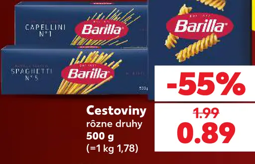 Barilla semolinové cestoviny, rôzne druhy
