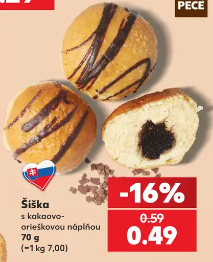 Šiška s kakaovo-orieškovou náplňou