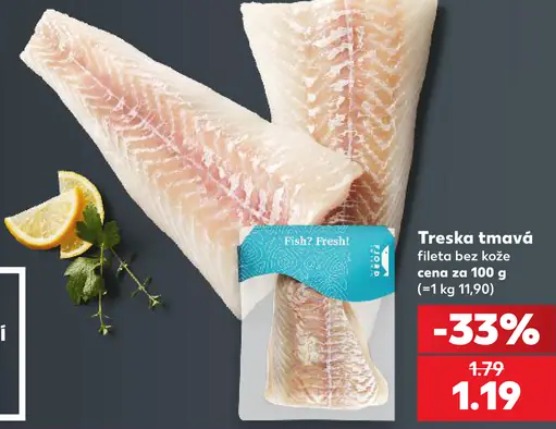 Treska tmavá filety bez kože