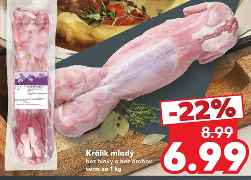 Králik mladý bez hlavy a bez drobov