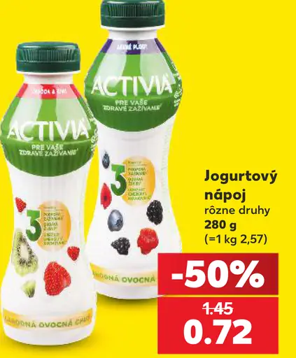 Jogurtový nápoj Activia rôzne druhy