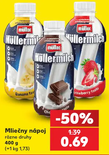 Mliečny nápoj Müller Milch rôzne druhy